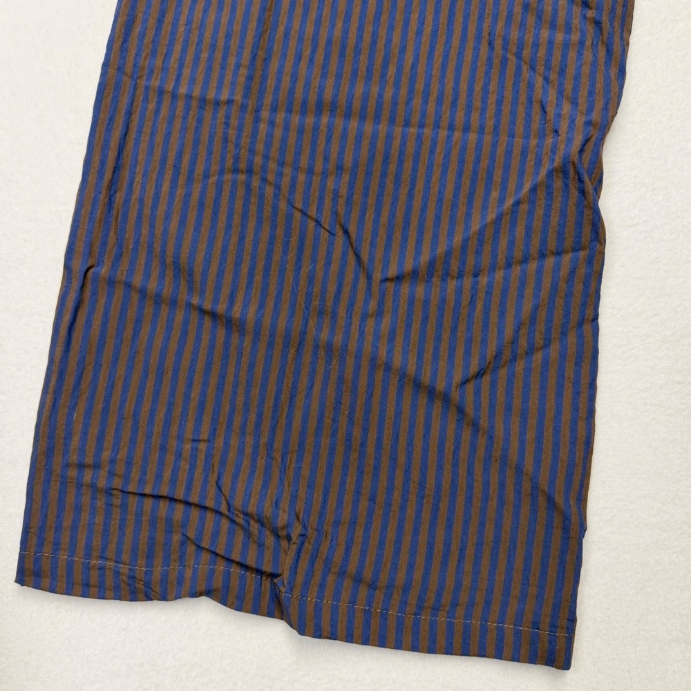 Zara Wide Leg Striped Pants Blue Brown Elastic Waist Drawstring Womens M - Picture 4 of 7
